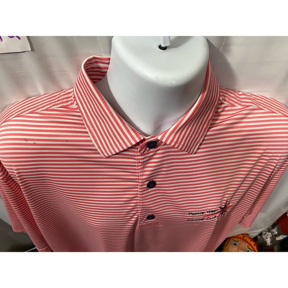 FootJoy FJ Pointe West Country Club Golf Polo Shirt Mens Large Red White Stripe - Picture 11 of 11